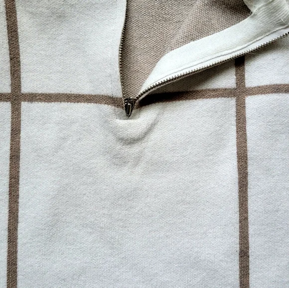 NWT Christian Siriano Cream and Brown Grid Sweater - Size S - Picture 4 of 8